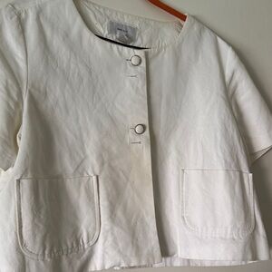 MNG SUIT lined White Short Sleeve Button-Up Jacket
